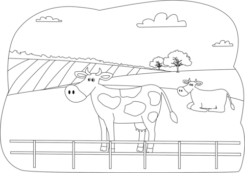 Cow On The Farm Coloring Page